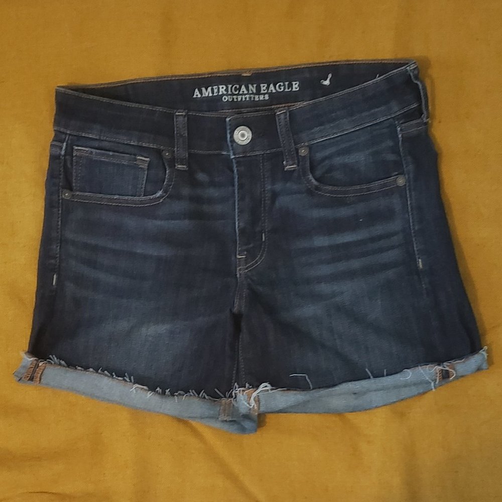 American Eagle Mid-Rise Midi Denim Shorts